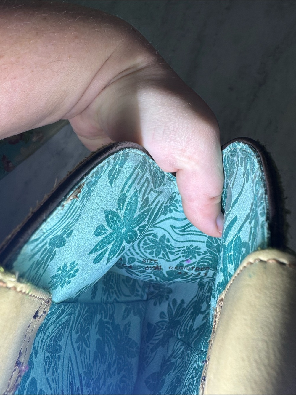 Corral Turquoise Embroidered Floral Western Cowgirl Snip Toe Leather Boots 6.5 - Picture 8 of 8